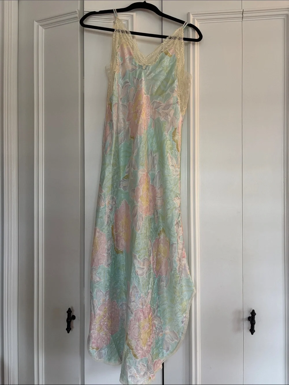 Dior Pastel Floral Lace-Trim Slip Dress in Mint, Pink, Yellow - Picture 2 of 4